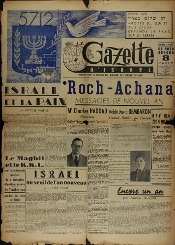 La Gazette d'Israël. 27 septembre 1951  N°271